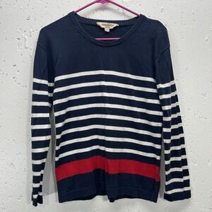 VTG Manolo Womens Medium Sweater Striped Navy White Red Nautical‎ 100% Cotton